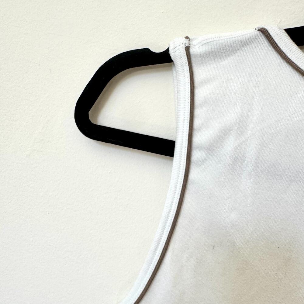 Sincerely Jules White Stretchy Scoop Neck Crop Tank Top Contrast Trim Size Large - Picture 6 of 8